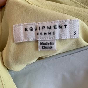 Yellow silk equipment button down blouse, Small
